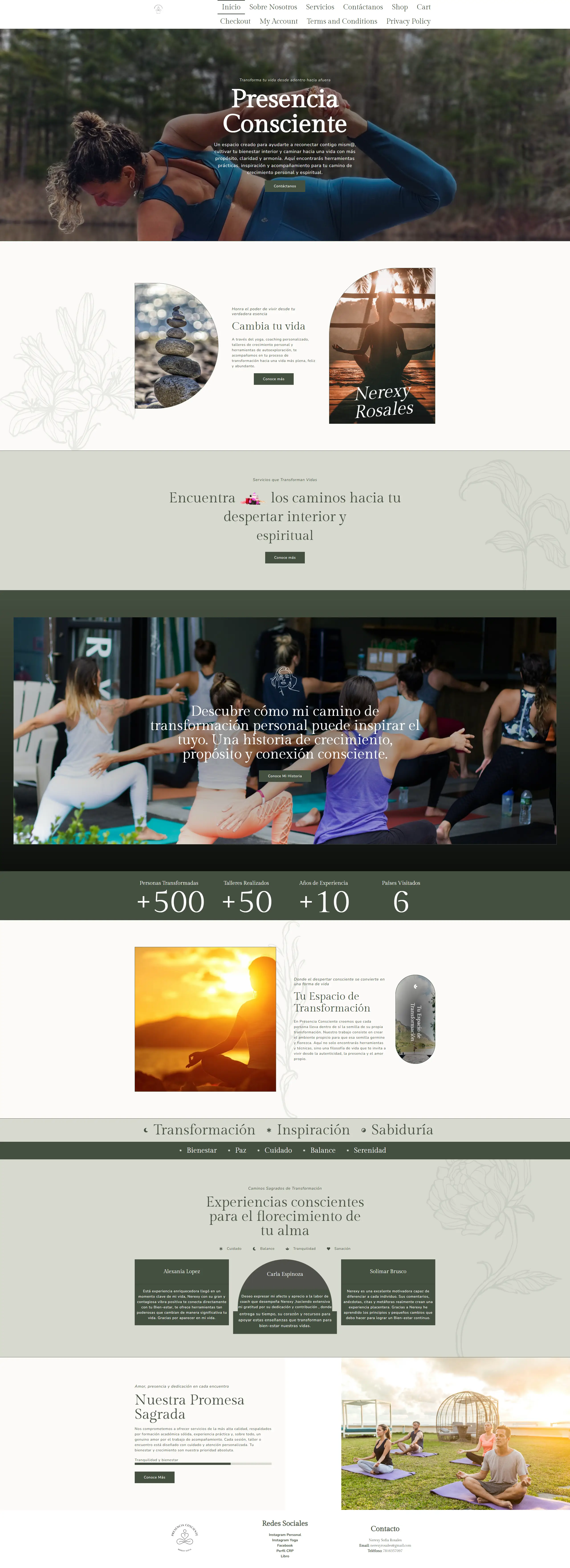 Screenshot of the Presencia Consciente website